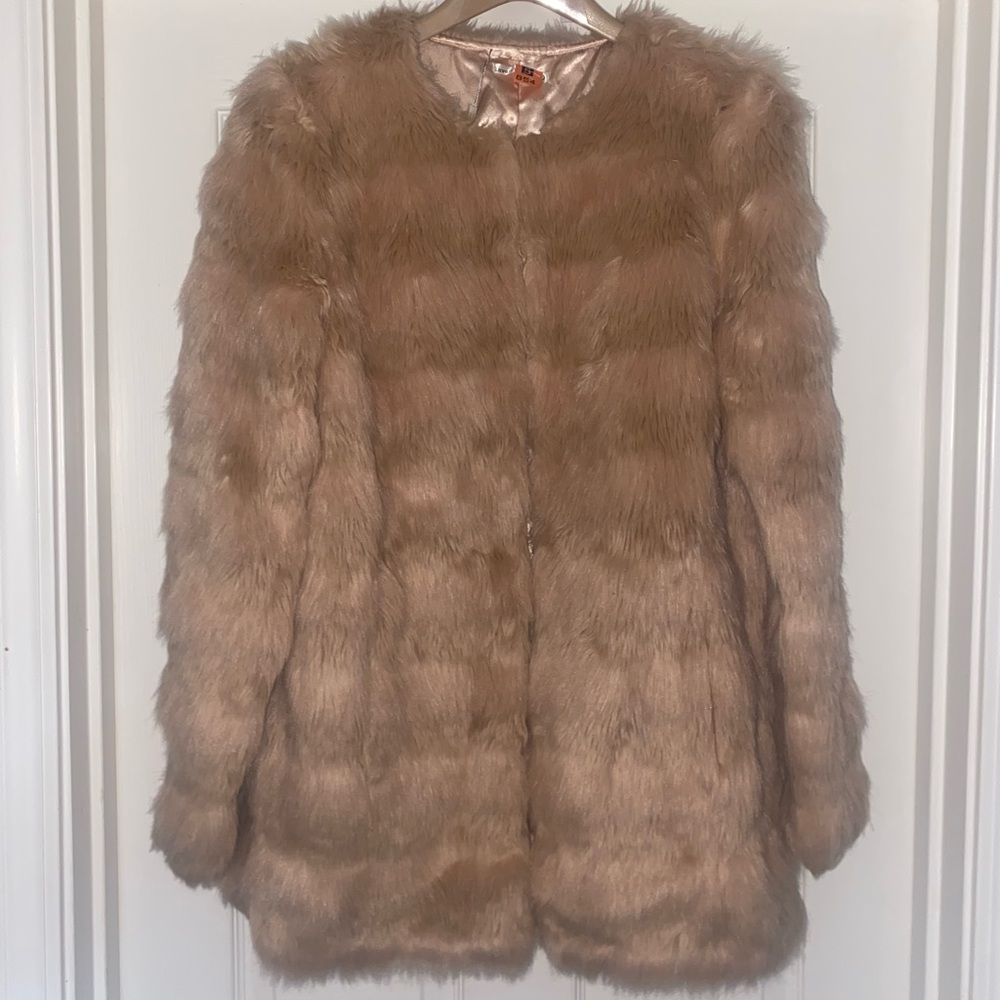 Blush Pink Faux Fur Coat
